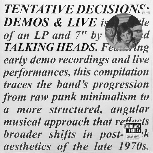 Talking Heads - Tentative Decisions: Demos & Live RSD LP